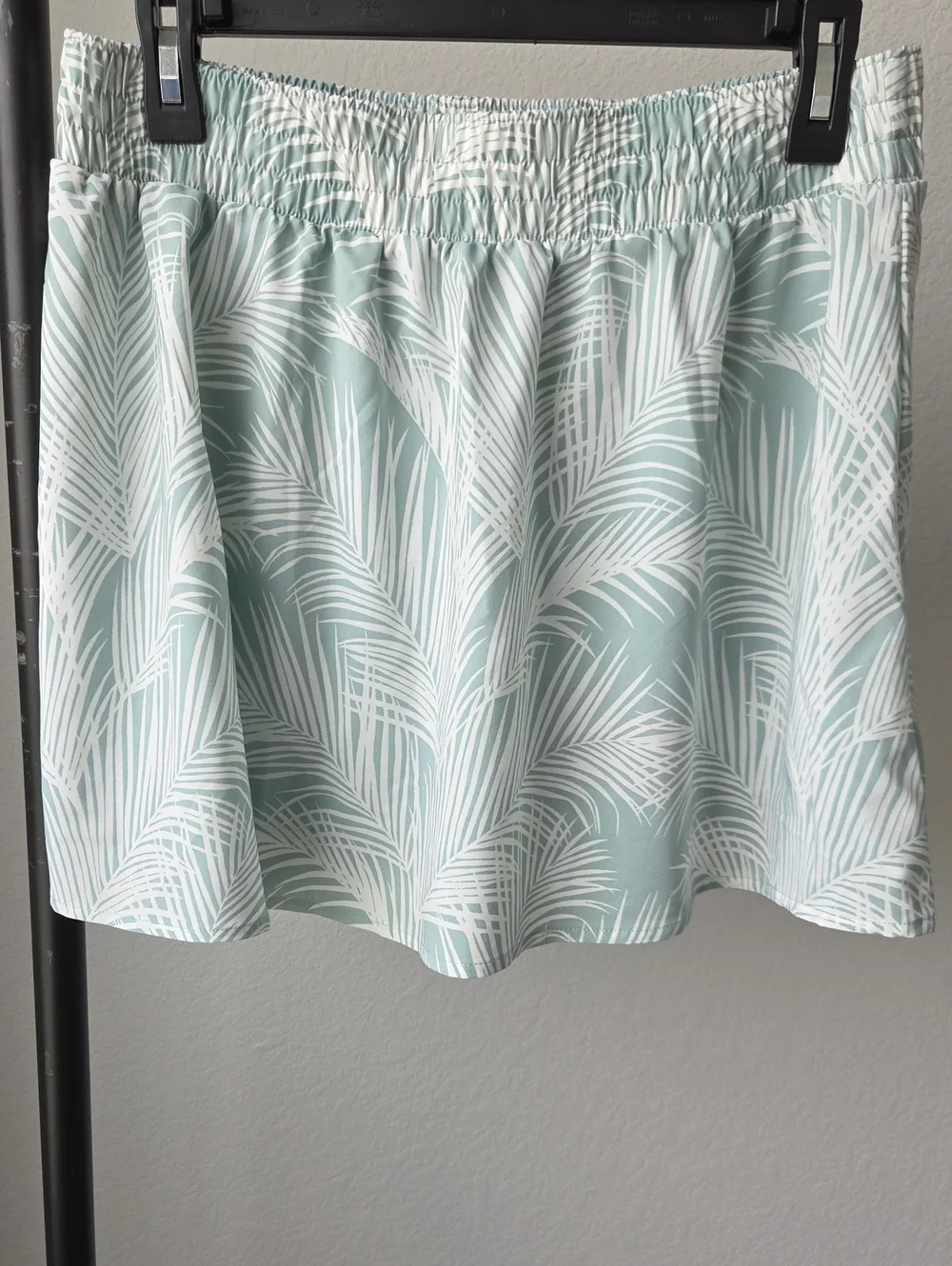 Tommy Bahama Mint White Palm-Print Elastic Waist Skort Pockets Sz Large Golf